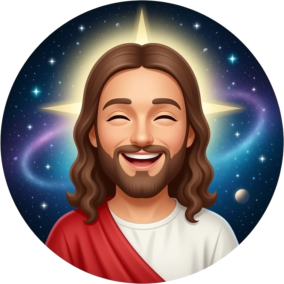 Laughing Jesus and the universe emoji