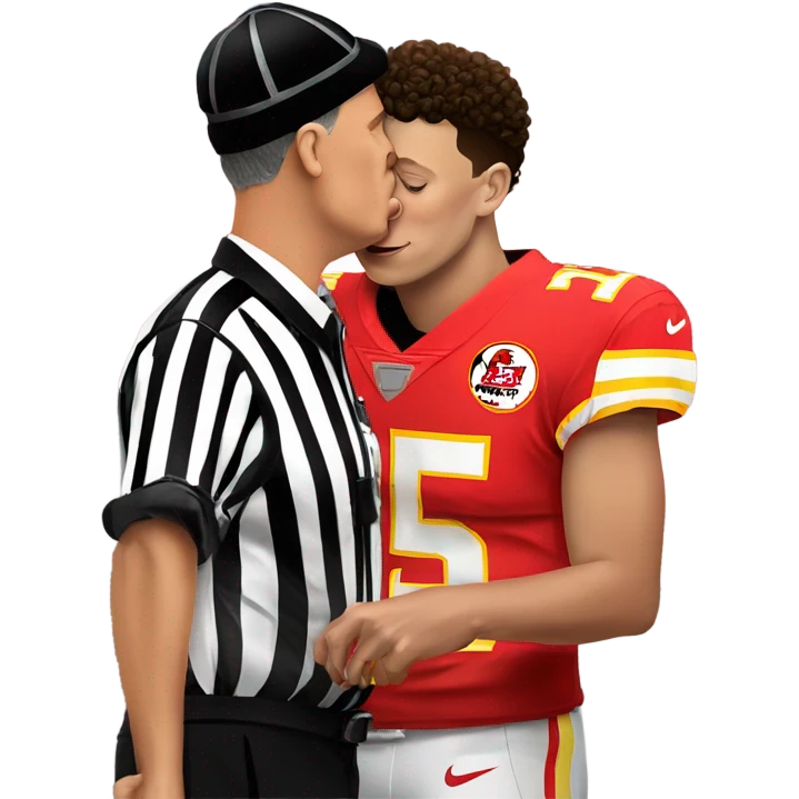 Patrick Mahomes kissing a referee  emoji