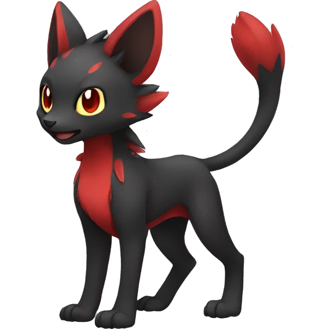 Cute cool black red animal hybrid Fakemon full body emoji
