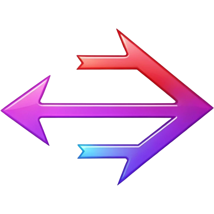 color gradient between red and purple glitter arrow left emoji