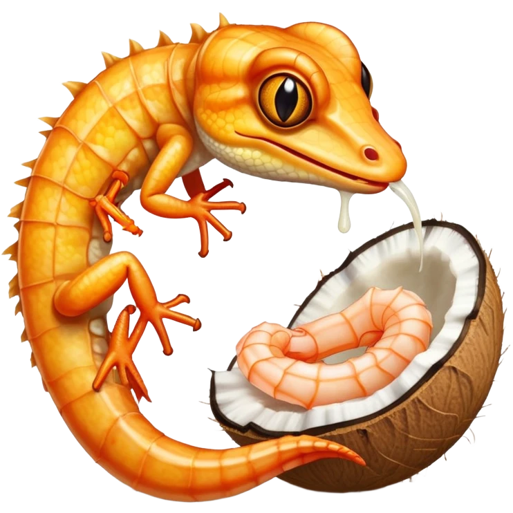 Gecko eating coconut shrimp emoji