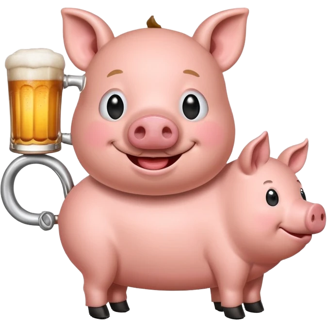 Beer with a face on it riding a pig emoji