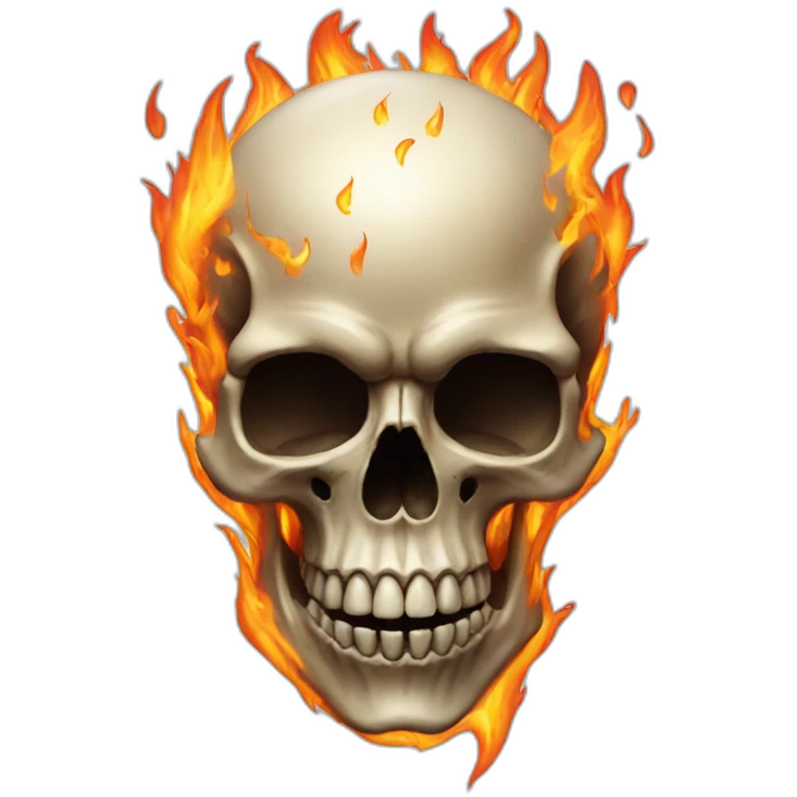 uncanny skull with flames emoji