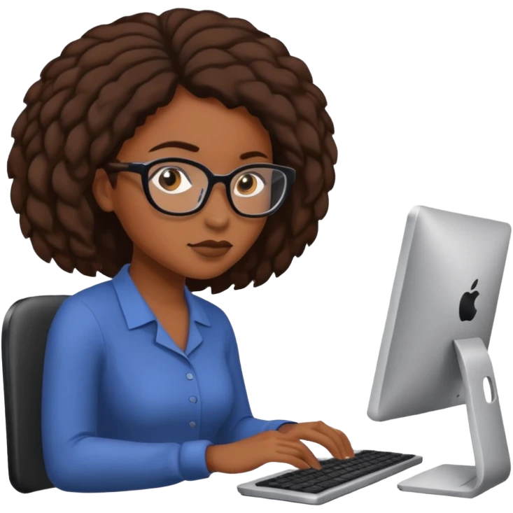 black woman working on a computer emoji