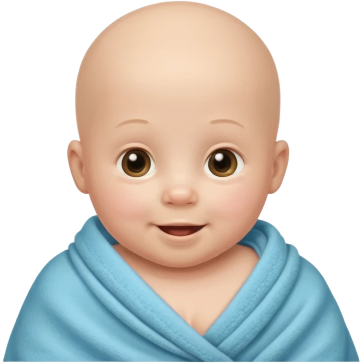 baby boy emoji, bald, wearing a pacifier and a soft blanket, sweet smile emoji