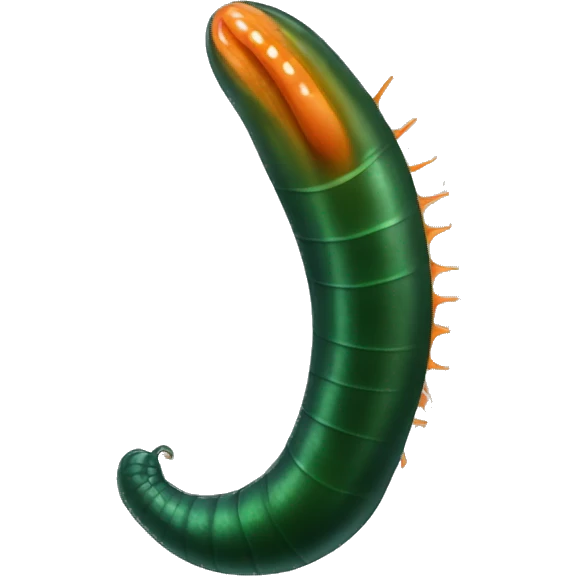Dark green and orange leech with oral suction and caudal suction emoji