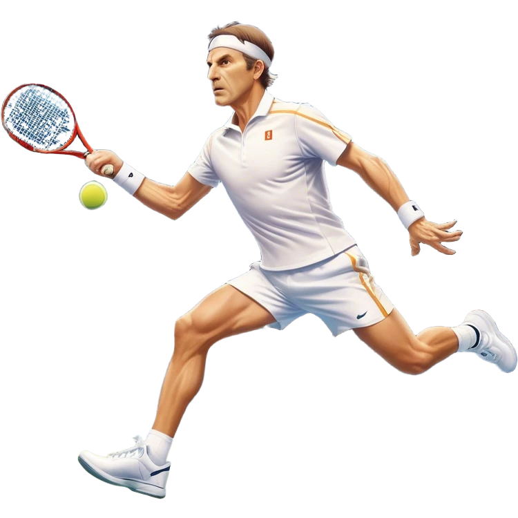 Cinematic Realistic portrait of Goran Ivanišević, depicted as an iconic tennis player in dynamic motion with detailed athletic gear and intense focus, illuminated by bold stadium lighting that accentuates his competitive spirit. emoji