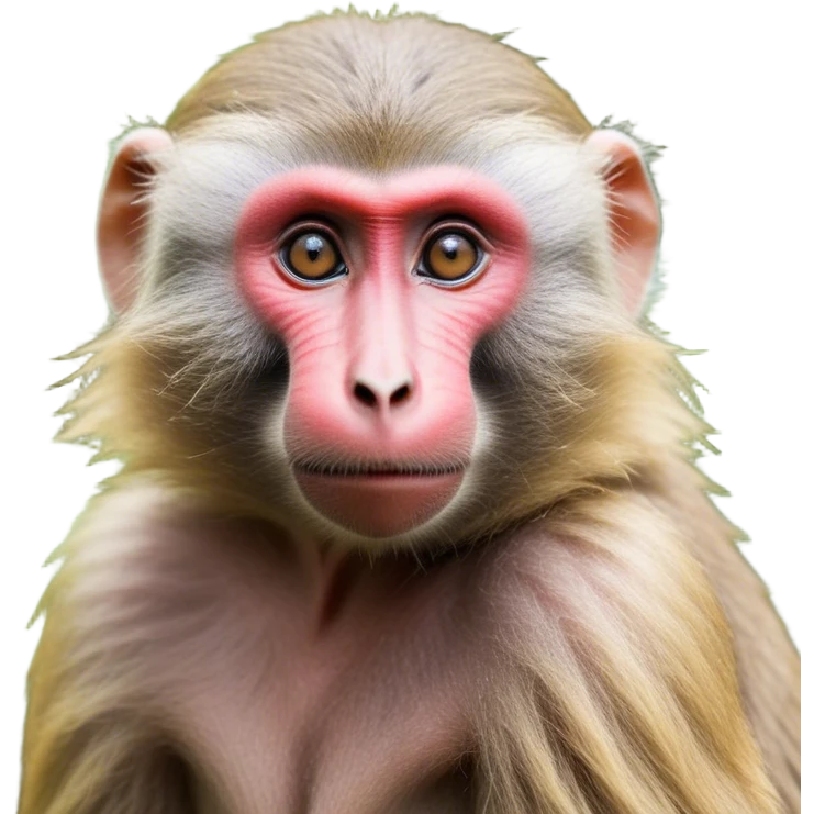 Cinematic Realistic Cute Baboon Portrait Emoji, Head tilted playfully and inquisitively, featuring a compact, sturdy build with a distinctly textured, expressive face characterized by bright, curious eyes and a subtly softened snout, rendered with realistic earthy detail and natural highlights, high shine, affectionate and spirited, styled with a touch of jungle whimsy, soft glowing outline, capturing the essence of a mischievous yet endearing baboon that appears ready to leap playfully out of the screen! emoji