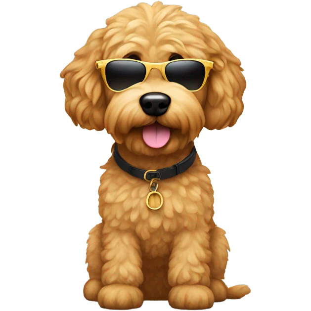 Mini golden doodle with sunglasses emoji