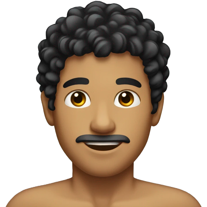 Tanned male with black curly hair and small black eyes  emoji