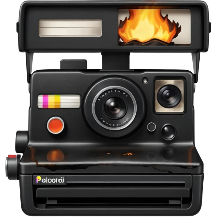 Polaroid camera printing a burnt photo. emoji