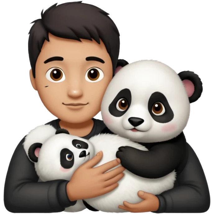 a man holding panda emoji