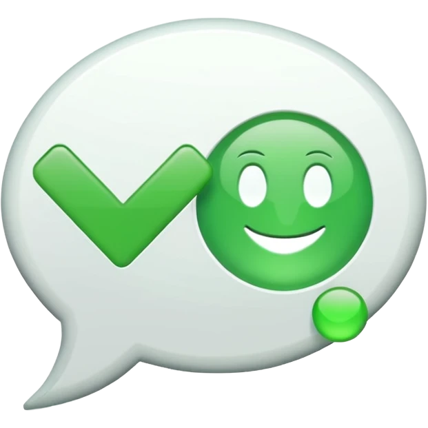 white speech bubble emoji containing green check mark emoji