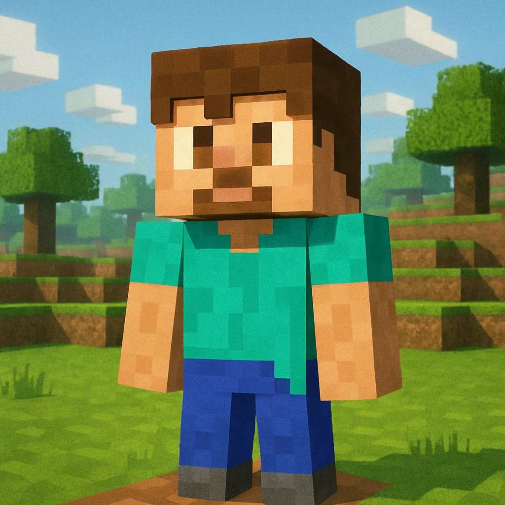 blocky Minecraft character in general style emoji