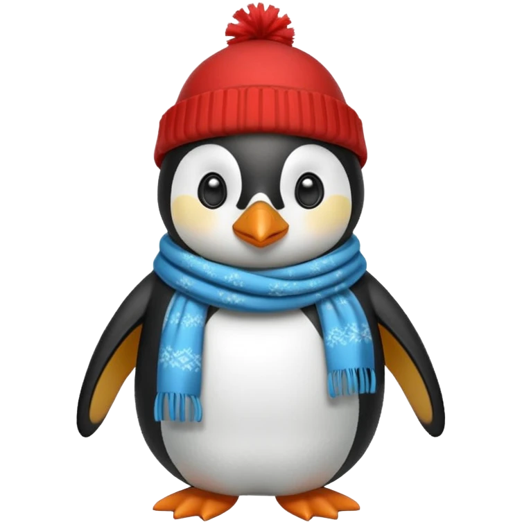Winter penguin wearing winter clothes with winter background emoji