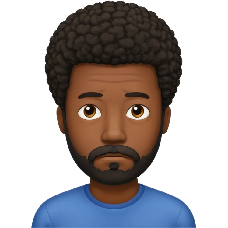 black man with beard, mustache, and short afro sad emoji