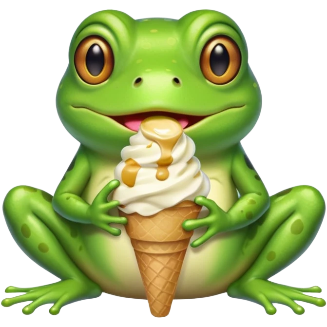 dondurma yiyen kurbağa emoji