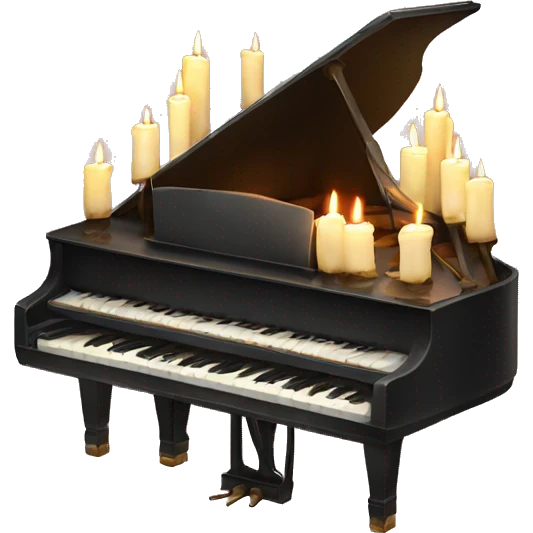 vintage piano with melted candles on top emoji