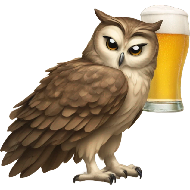 owl holding a beer emoji