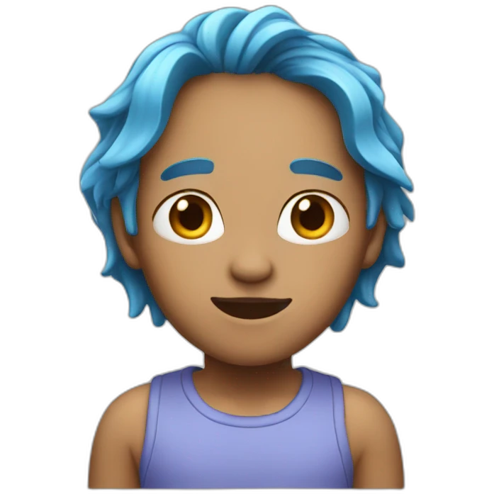 surprise with blue hair emoji