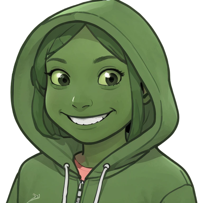 smiling girl in hoodie selfie emoji