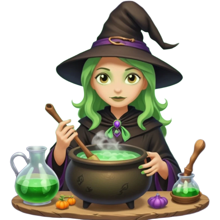 green witch cooking potion emoji