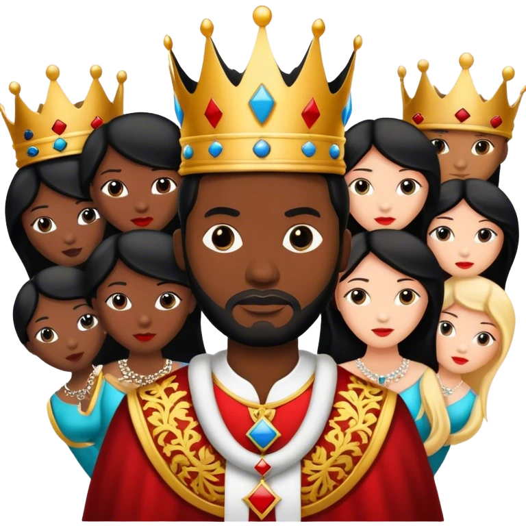 Black king with many wives of different nations emoji