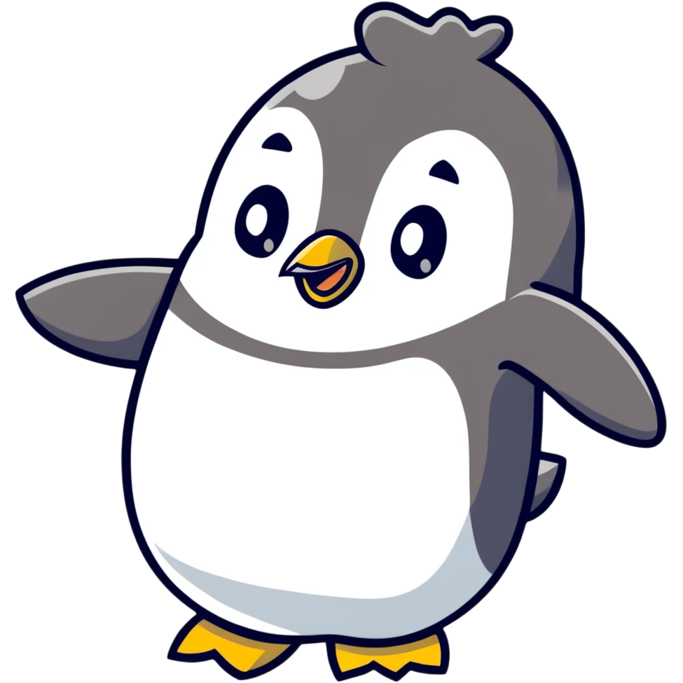 happy penguin waving emoji