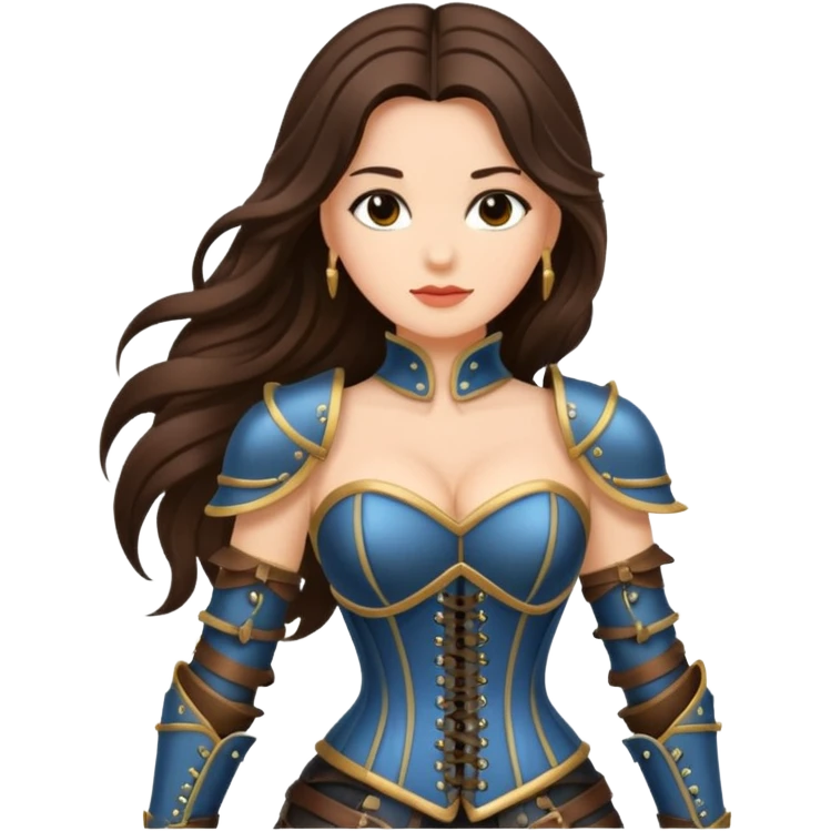 long hair brunette woman with corset armour emoji