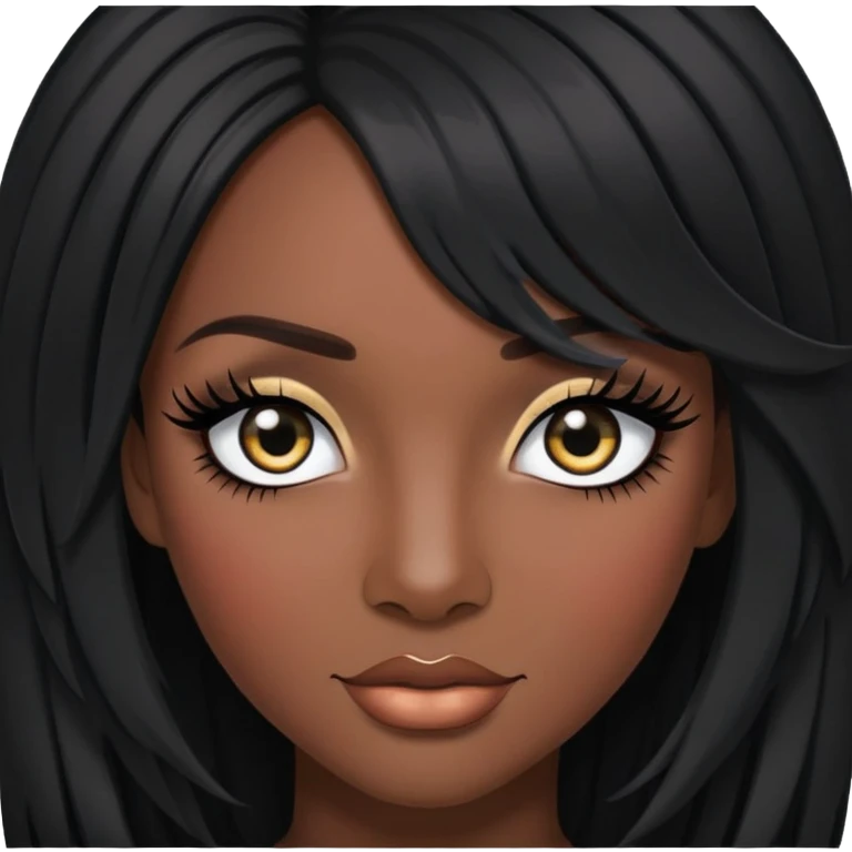 50 inch buss down with edges and side part in jet black with a pretty dark skin females with lash clusters and bottom lash emoji
