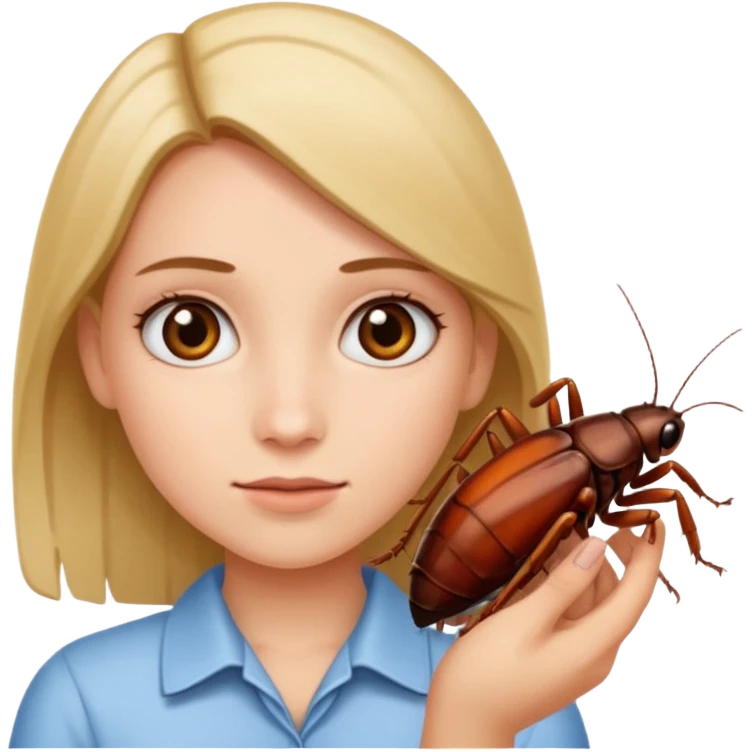Girl with cockroach in hand emoji
