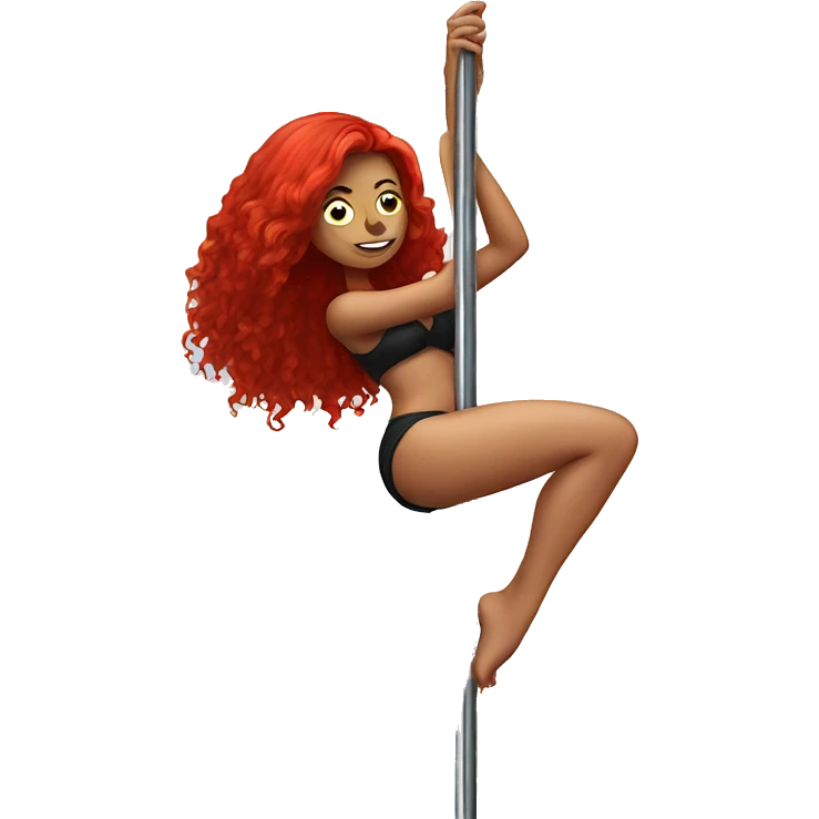 woman with red hair and eye closed pole dancing on pole emoji