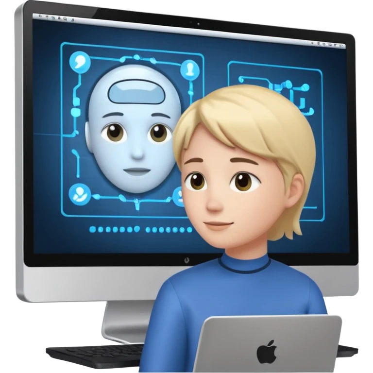 i want an emoje a person had completed his interview which is taken by Artificial interlligence in a computer emoji