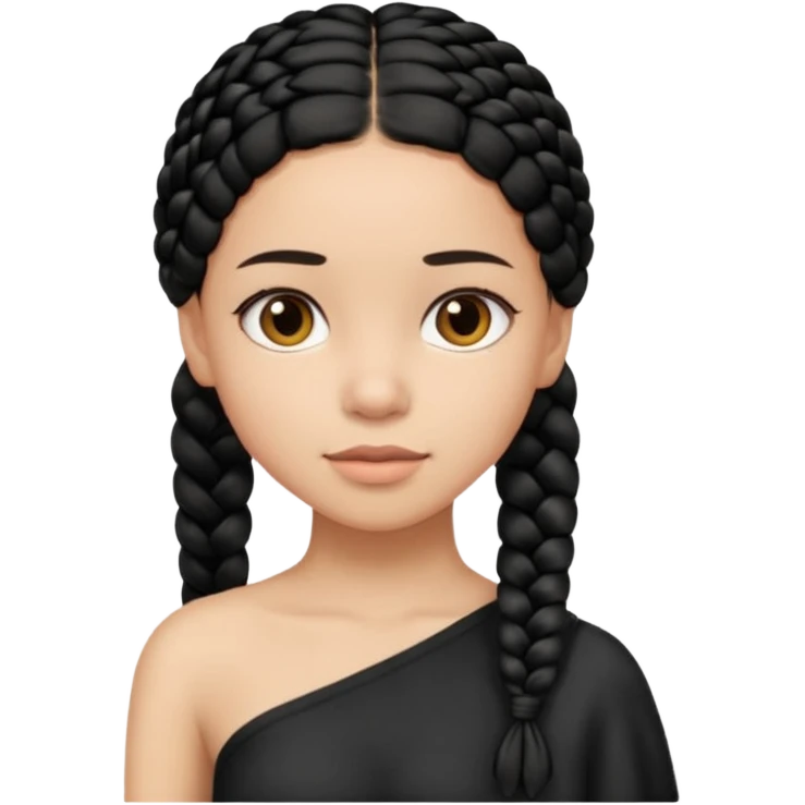 Girl with black braid  on one shoulder that is plain at the head emoji