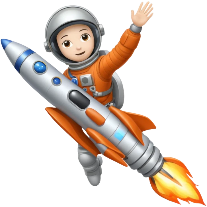 astronaut straddling a rocket taking off into space emoji