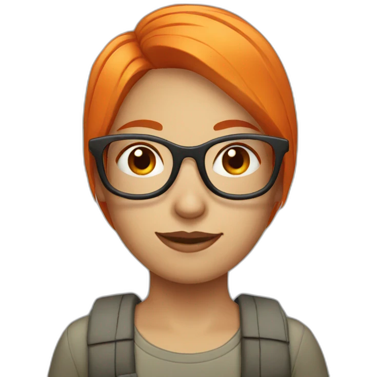 Girl with orange hair and glasses emoji