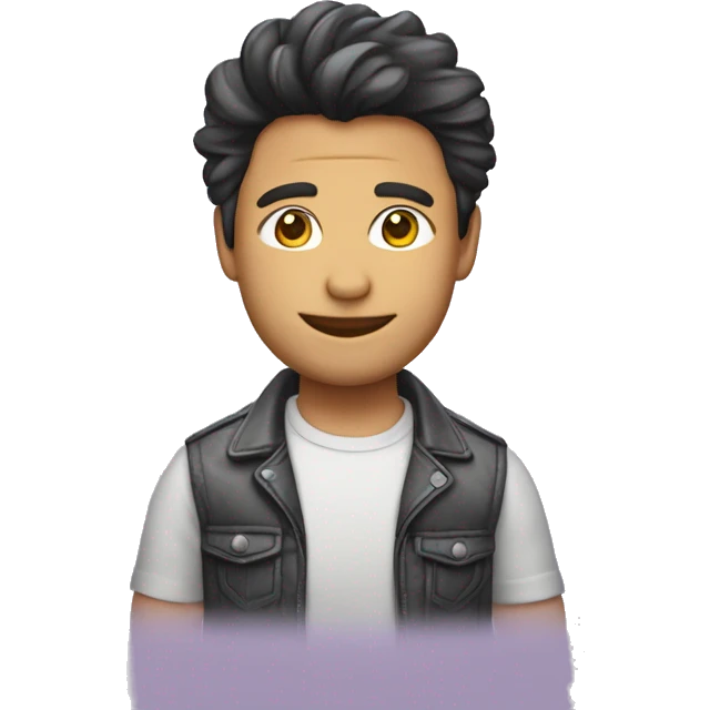 Chico geimer con ropa brillante y pelo liso emoji