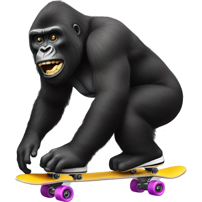 un gorille avec des dents en or sur un skate emoji