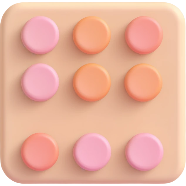 3D emoji of a light beige blister pack with several soft light pastel pink round pills, inspired by the reference image, 3D Apple emoji style emoji