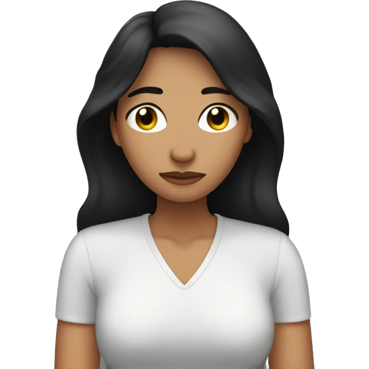 Woman with dark hair covering her eyes with hands and looking concerned emoji