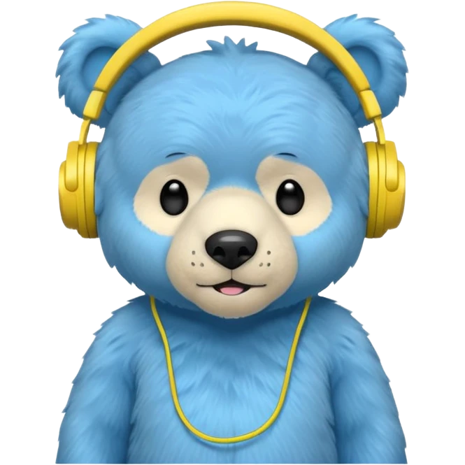 blue bear with yellow headphones emoji