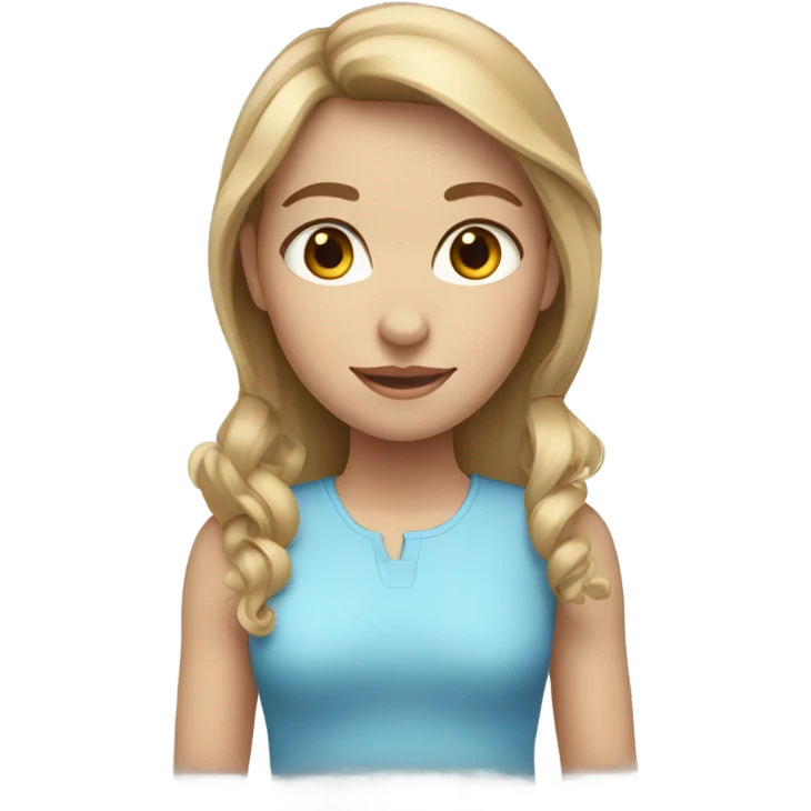 a girl with light brown hair, where some strands are dyed blonde, with blue eyes and very fair skin emoji
