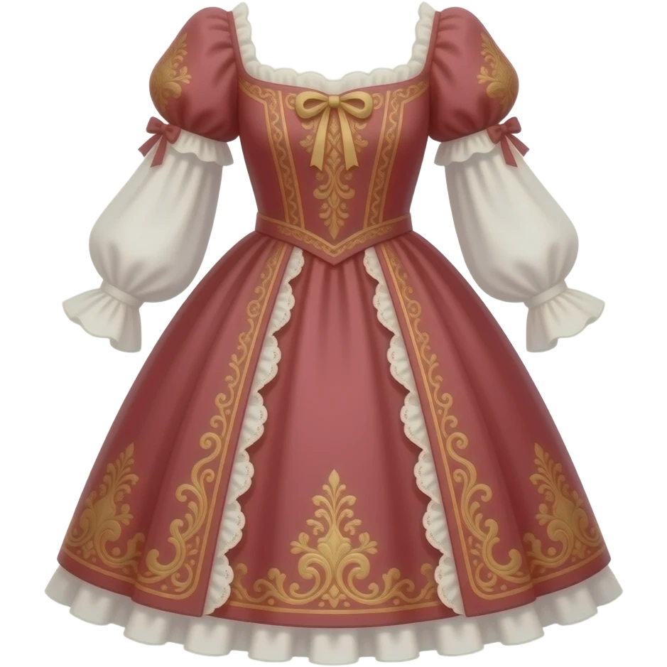 Reddish-pinkish and gold and white romantic vintage aesthetic dress emoji