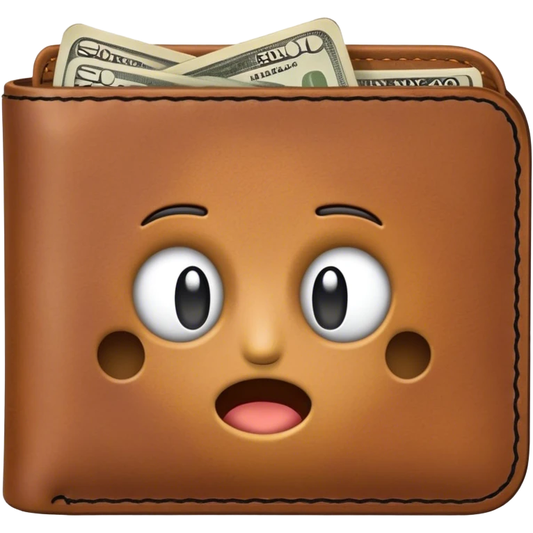 Design an emoji of an open wallet with dust coming out instead of money. The wallet looks abandoned and empty, representing financial struggles emoji