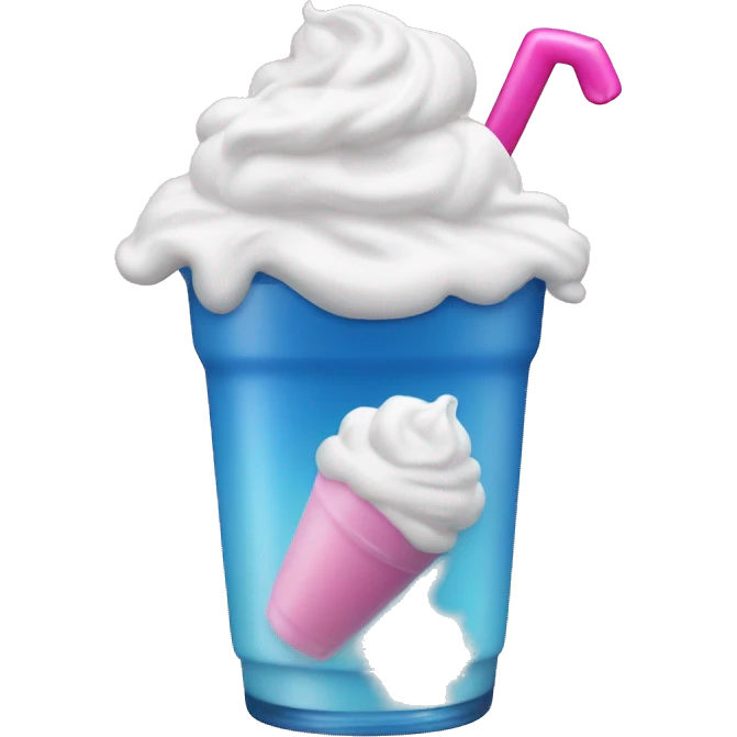 blue drink with pink whipped cream emoji