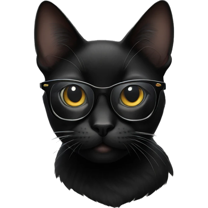 Black cat with glasses  emoji