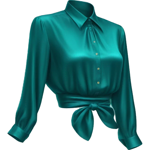 Realistic isolated side view of a dark turquoise shiny silk blouse. emoji