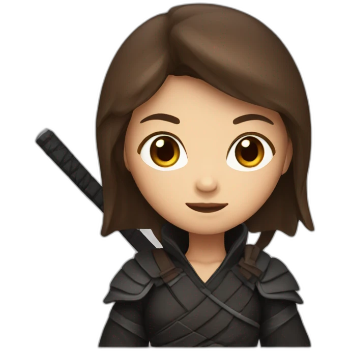A girl with brown hair and a ninja outfit emoji