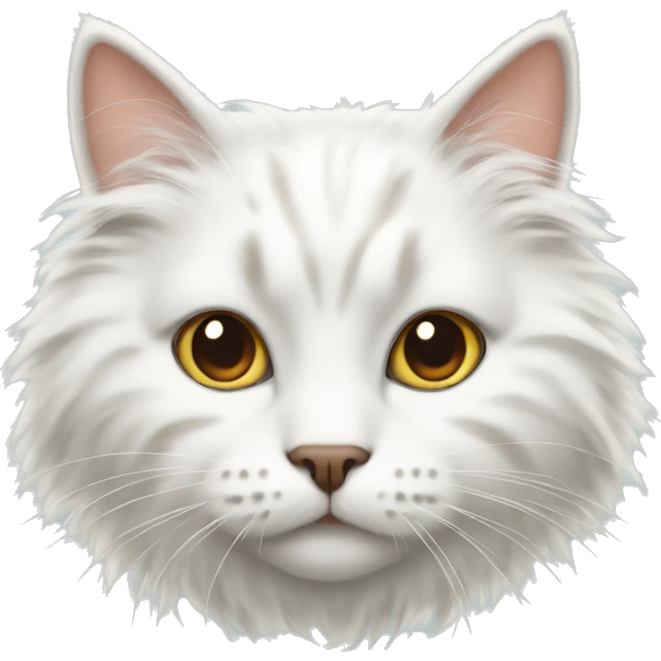 fluffy white cat with brown spots  emoji