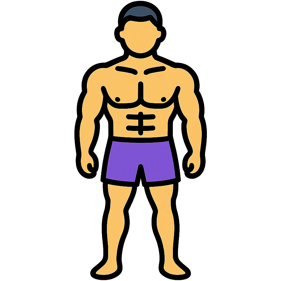 athletic muscular male body type, standing emoji